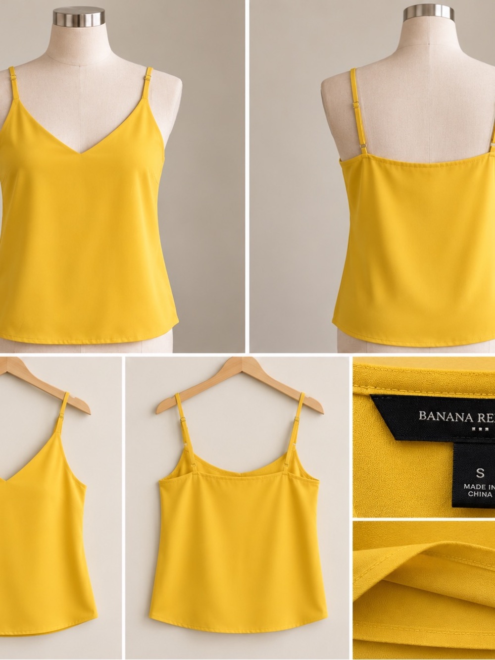 Banana Republic Bright Yellow V-Neck Silk-Blend Cami